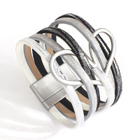 'Big Heart' Charm Cuff Bracelet - black grey - Womens Bracelets - Allora Jade