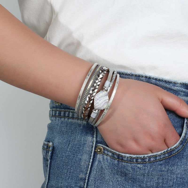 'Birralee' Charm Cuff Bracelet - white - Womens Bracelets - Allora Jade