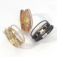'Orana' Charm & Beads Cuff Bracelet - khaki - Womens Bracelets - Allora Jade