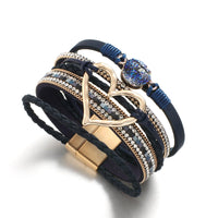 'Dalgu' Heart Charm Cuff Bracelet - blue - Womens Bracelets - Allora Jade