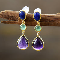 ‘Murriguwal’ Amethyst and Agate Dangle Earrings | ALLORA JADE