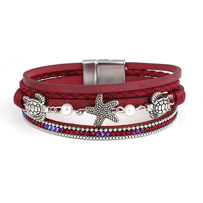 'Sea Life' Charm Cuff Bracelet - red