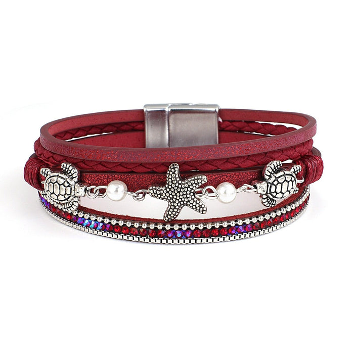 'Sea Life' Charm Cuff Bracelet - red - Womens Bracelets - Allora Jade
