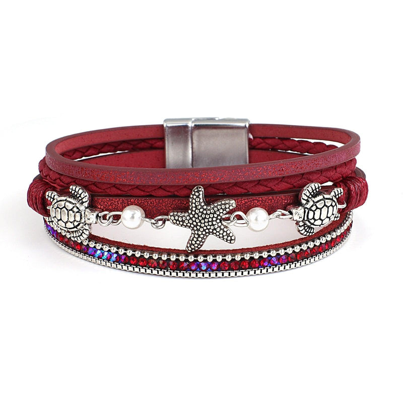 'Sea Life' Charm Cuff Bracelet - red - Womens Bracelets - Allora Jade