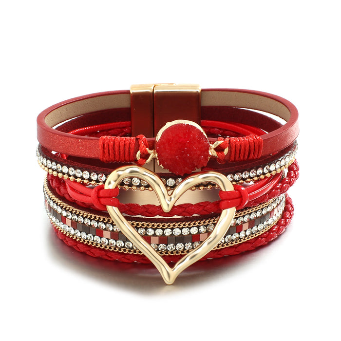 'Dalgu' Heart Charm Cuff Bracelet - red | Allora Jade