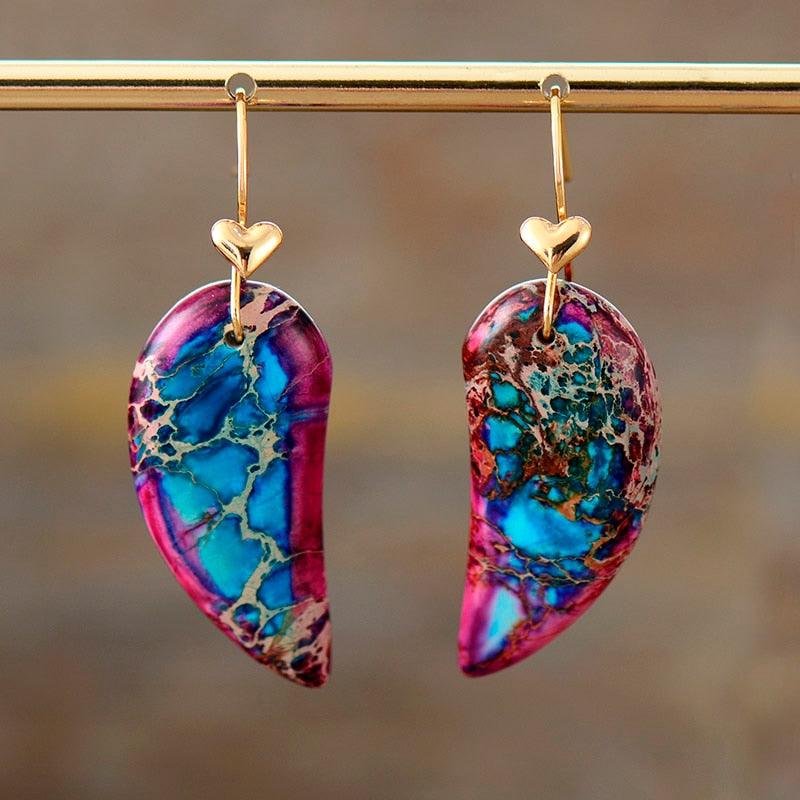 'Purple Heart' Jasper Drop Earrings - Womens Earrings Crystal Earrings - Allora Jade