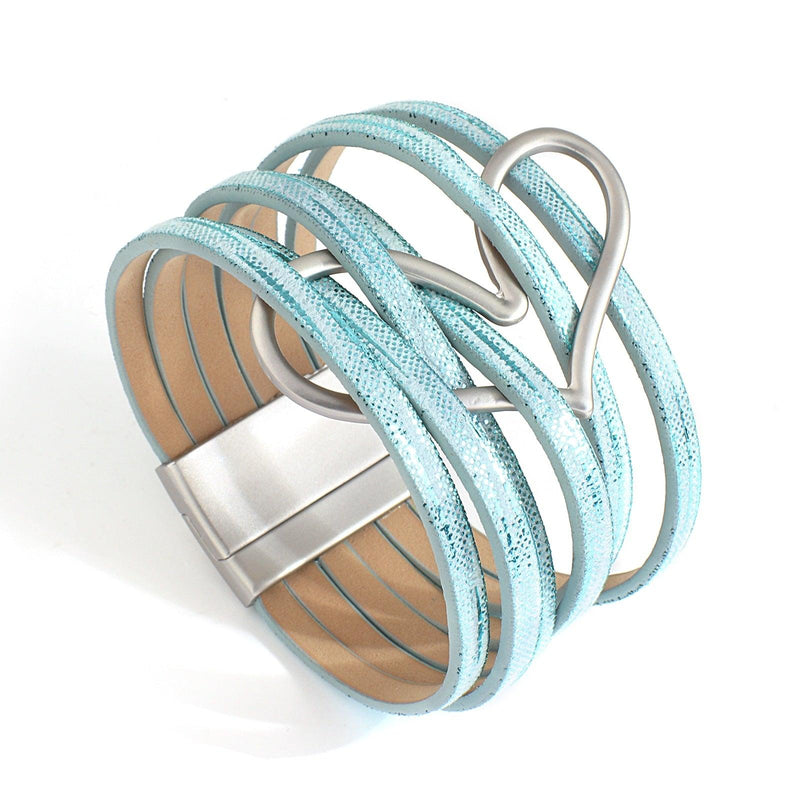'Big Heart' Charm Cuff Bracelet - blue - Womens Bracelets - Allora Jade