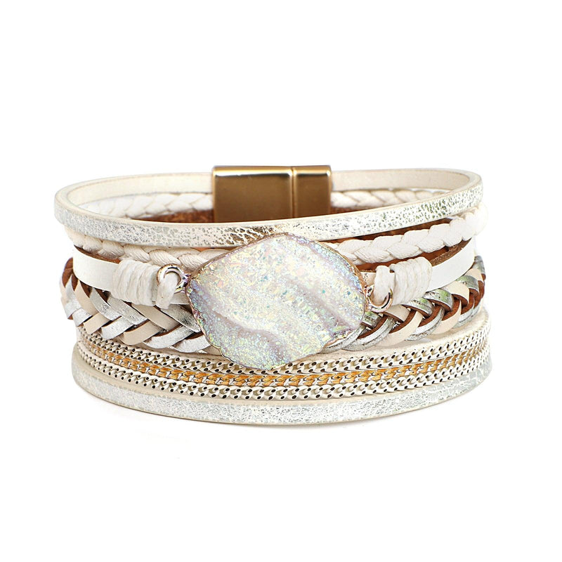 'Birralee' Charm Cuff Bracelet - white - Womens Bracelets - Allora Jade