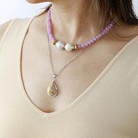 'Yuwin' Agate & Rhinestones Necklace - Womens Necklaces Crystal Necklace - Allora Jade