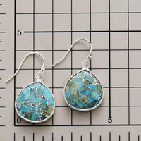 'Yibirmanha' Turquoise Silver Drop Earrings - Womens Earrings Crystal Earrings - Allora Jade