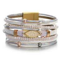 'Talei' Charm and Beads Cuff Bracelet - white - Womens Bracelets - Allora Jade