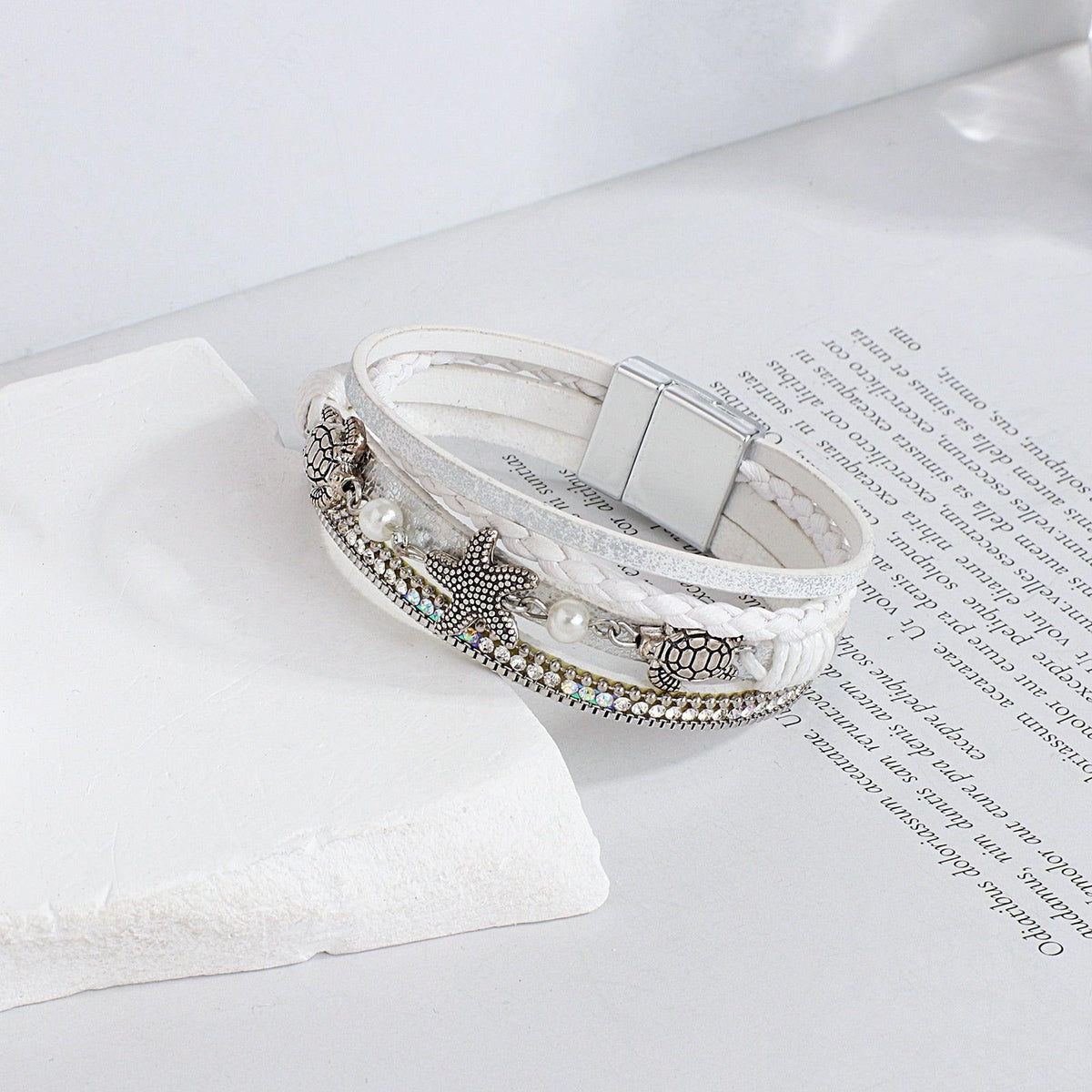 'Sea Life' Charm Cuff Bracelet - white