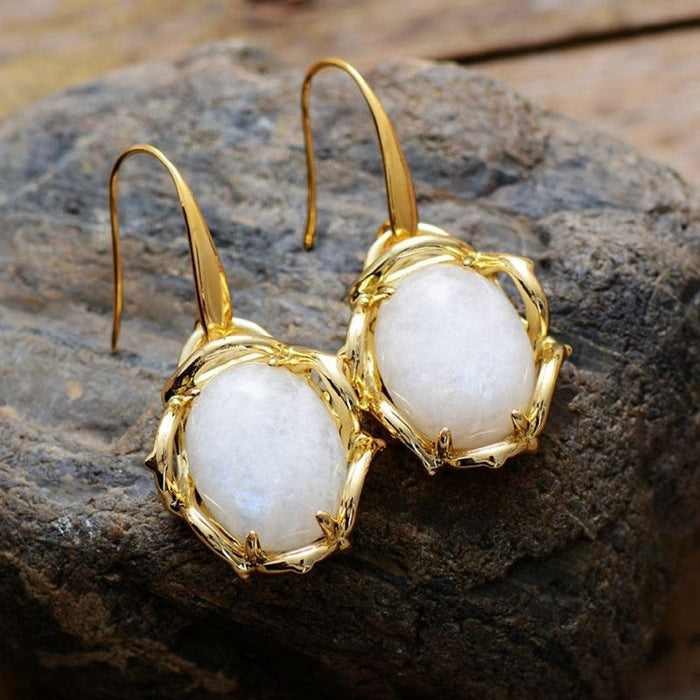 'Magarra' Moonstone Drop Earrings - Womens Earrings Crystal Earrings - Allora Jade