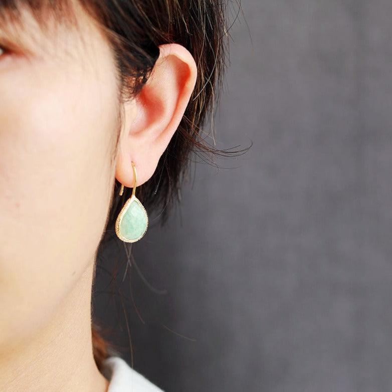 'Yuriyawi' Tiger's Eye Drop Earrings - Womens Earrings Crystal Earrings - Allora Jade