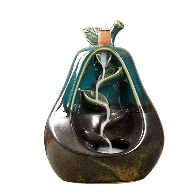 'Pear' Handmade Ceramic Backflow Incense Holder Burner - Allora Jade