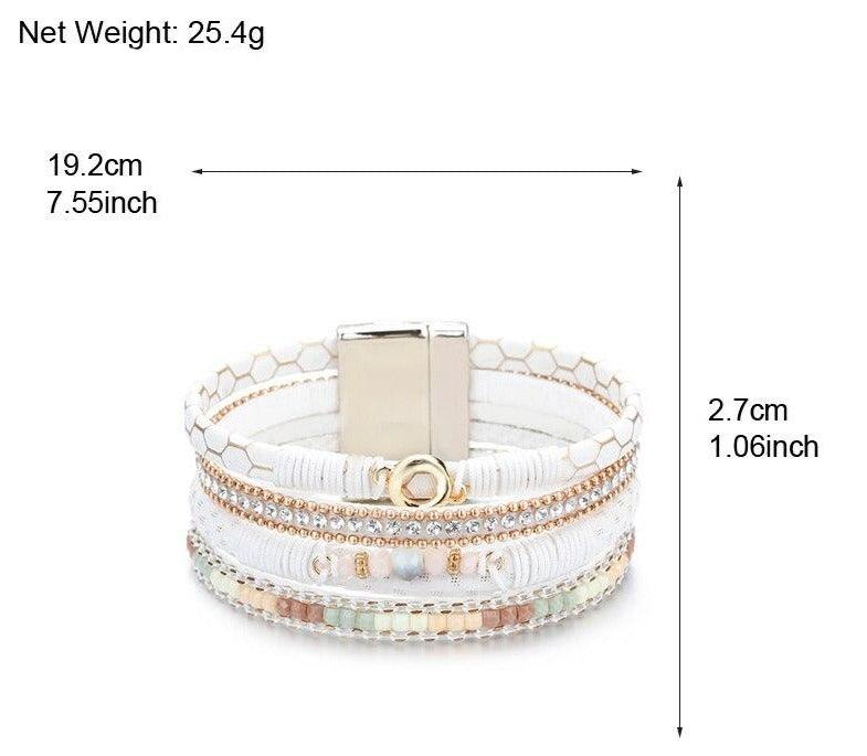 'Lutana' Rhinestones & Beads Cuff Bracelet - Womens Bracelets - Allora Jade