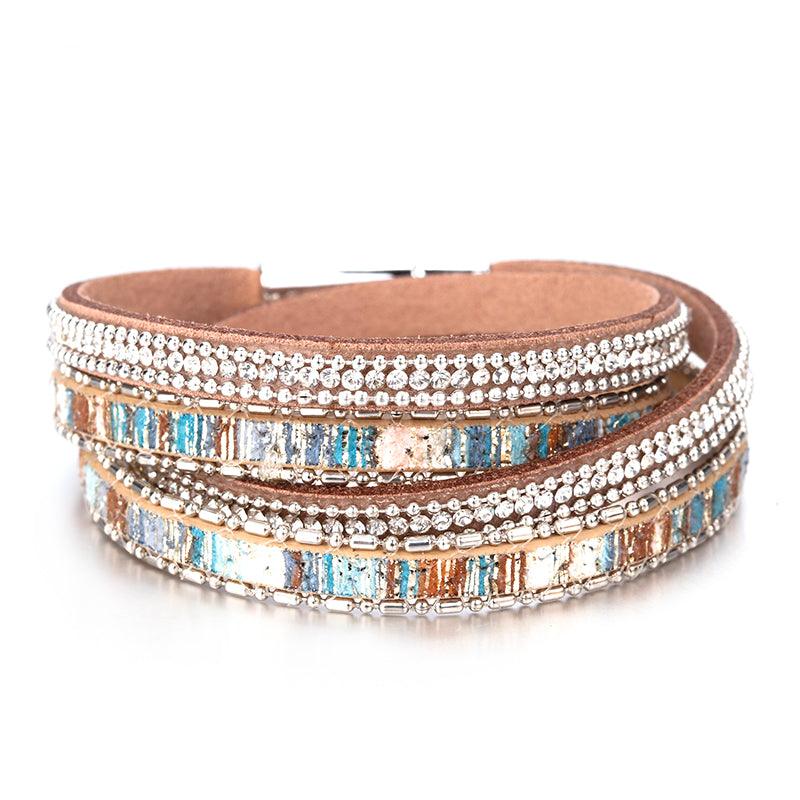 'Maali' Rhinestones Wrap Bracelet - colourful - Womens Bracelets - Allora Jade