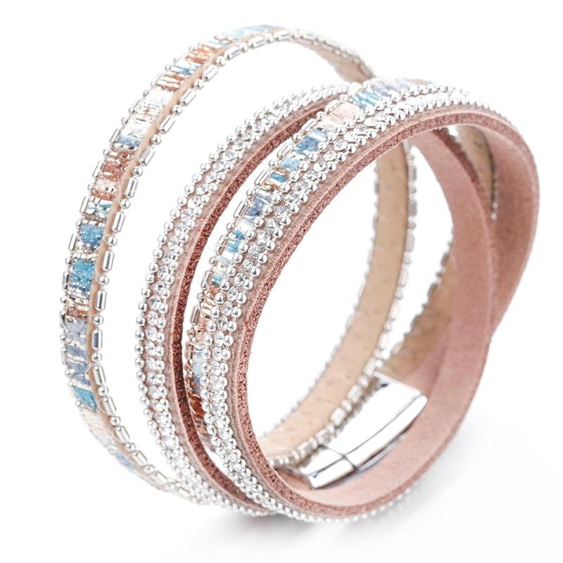 'Maali' Rhinestones Wrap Bracelet - silver - Womens Bracelets - Allora Jade