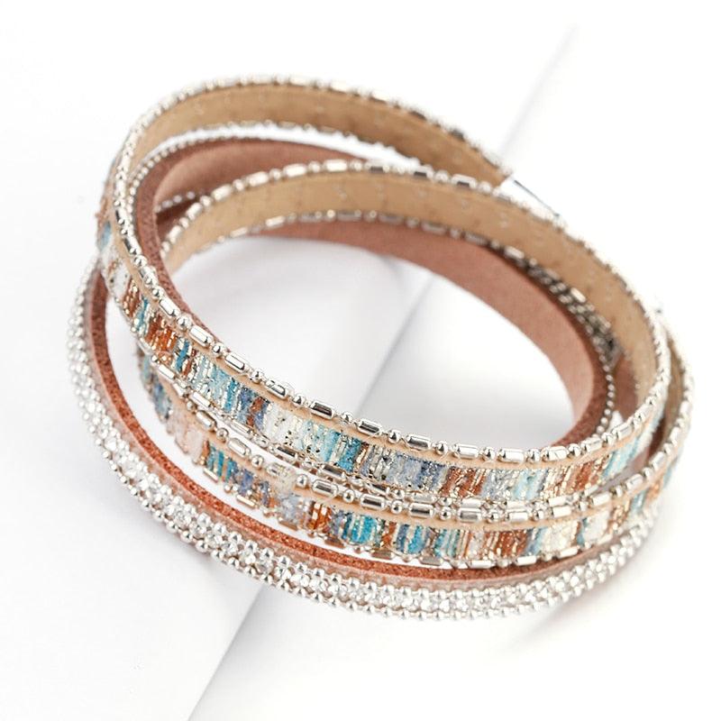 'Maali' Czech Crystals Wrap Bracelet - Allora Jade