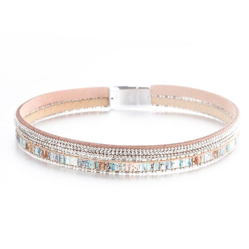 'Maali' Rhinestones Wrap Bracelet - silver - Womens Bracelets - Allora Jade