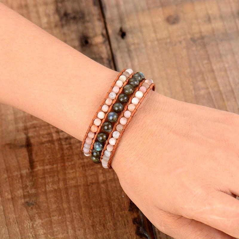 Sunstone & Labradorite Cuff Bracelet - Womens Bracelets Crystal Bracelet - Allora Jade
