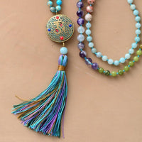 'Nepal Charm' Agate and Jasper 108 Mala Necklace - Womens Necklaces Crystal Necklace - Allora Jade