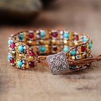 Agate Jasper & Tibetan Beads Cuff Bracelet - Womens Bracelets Crystal Bracelet - Allora Jade