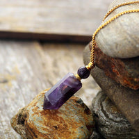 'Gamarra' Amethyst Essential Oil Diffuser Bottle Pendant Necklace - Womens Necklaces Crystal Necklace - Allora Jade