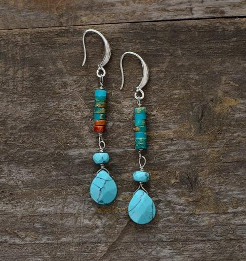 'Yirabang' Jasper & Turquoise Earrings - Womens Earrings Crystal Earrings - Allora Jade
