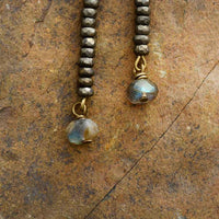 'Yarruwala' Labradorite & Pyrite Dangle Earrings - Womens Earrings Crystal Earrings - Allora Jade