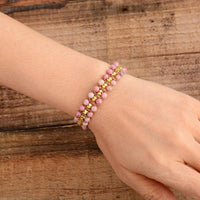 Natural Rhodonite Braided Cord Bracelet - Womens Bracelets Crystal Bracelet - Allora Jade