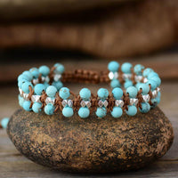 Matte Turquoise Braided Cord Bracelet - Womens Bracelets Crystal Bracelet - Allora Jade