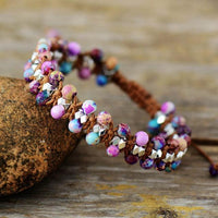 Pinkish Jasper Braided Cord Bracelet - Womens Bracelets Crystal Bracelet - Allora Jade