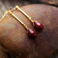 'Dhunay' Natural Red Jasper Women's Dangle Drop Earrings - Allora Jade
