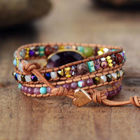 Jasper & Amethyst Charm Wrap Bracelet - Womens Bracelets Crystal Bracelet - Allora Jade