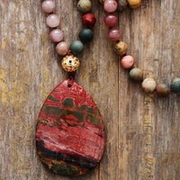 'Jasper Pendant' Onyx and Jasper Beaded Necklace - Womens Necklaces Crystal Necklace - Allora Jade