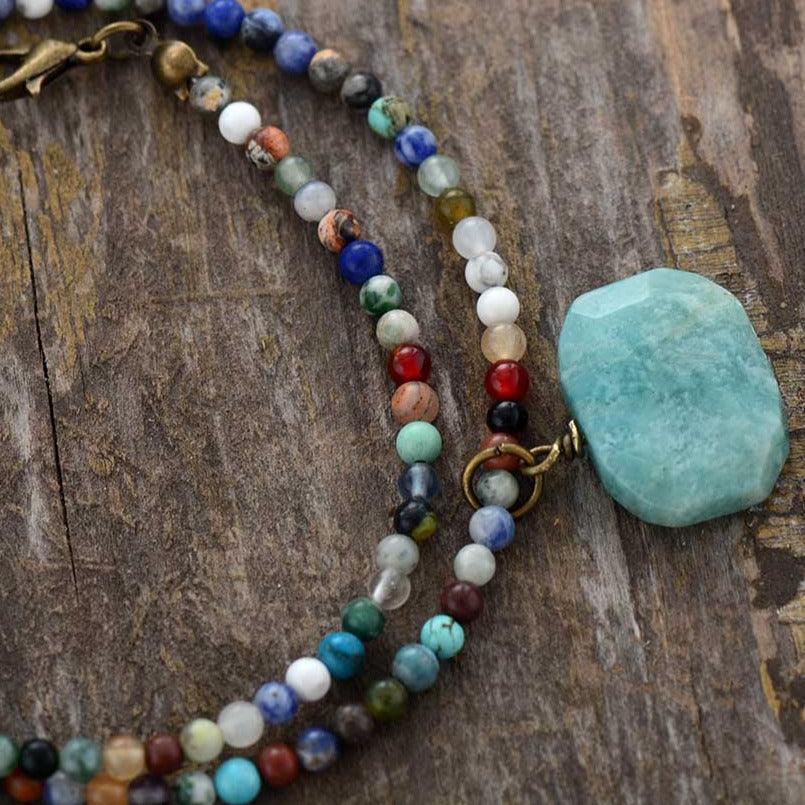 'Yadhaa' Agate & Amazonite Choker Necklace - Womens Necklaces Crystal Necklace - Allora Jade