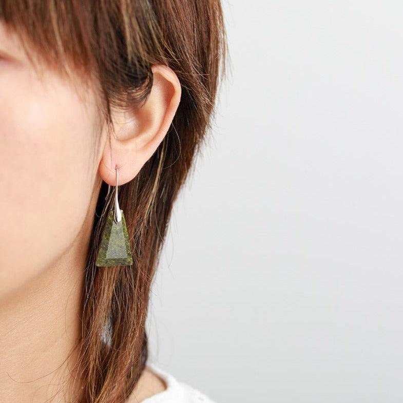 'Wiluray' Green Jasper Drop Earrings - Womens Earrings Crystal Earrings - Allora Jade