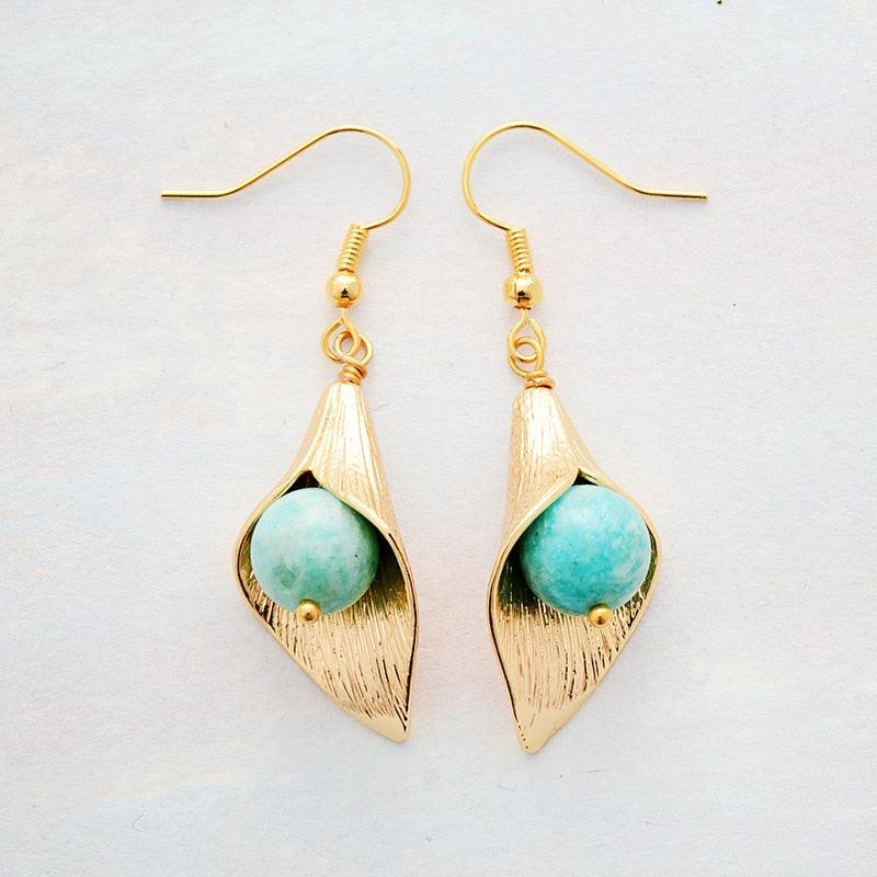 'Galgu' Amazonite Drop Earrings - Womens Earrings Crystal Earrings - Allora Jade
