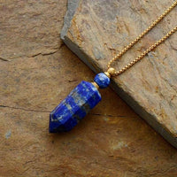 'Gamarra' Lapis Lazuli Essential Oil Diffuser Bottle Pendant Necklace - Womens Necklaces Crystal Necklace - Allora Jade