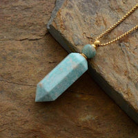 'Gamarra' Amazonite Essential Oil Diffuser Bottle Pendant Necklace - Womens Necklaces Crystal Necklace - Allora Jade
