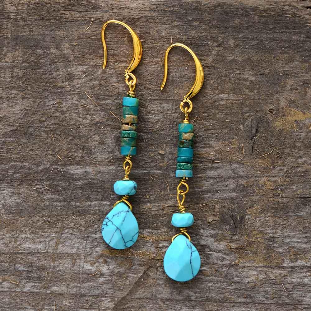 'Yirabang' Jasper & Turquoise Earrings - Womens Earrings Crystal Earrings - Allora Jade