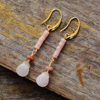 'Yirabang' Rose Quartz Dangle Earrings - Womens Earrings Crystal Earrings - Allora Jade