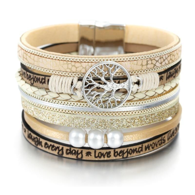 'Wise Words' Tree of Life Charm Bracelet - beige - Womens Bracelets - Allora Jade