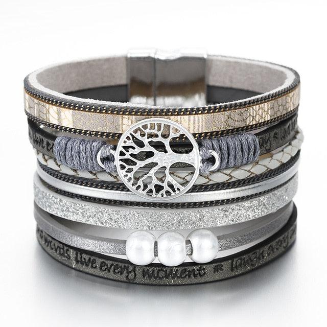 'Wise Words' Tree of Life Charm Bracelet - silver - Womens Bracelets - Allora Jade