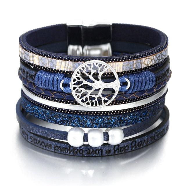 'Wise Words' Tree of Life Charm Bracelet - blue - Womens Bracelets - Allora Jade