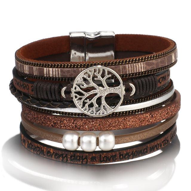 'Wise Words' Tree of Life Charm Bracelet - brown - Womens Bracelets - Allora Jade