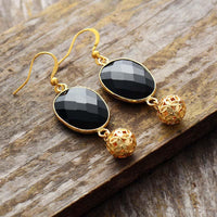 'Mirri' Black Onyx Dangle Earrings - Womens Earrings Crystal Earrings - Allora Jade