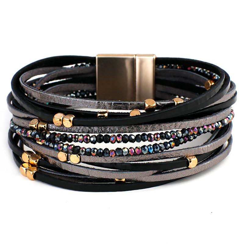 'Gindadala' Beads Cuff Bracelet - black - Womens Bracelets - Allora Jade