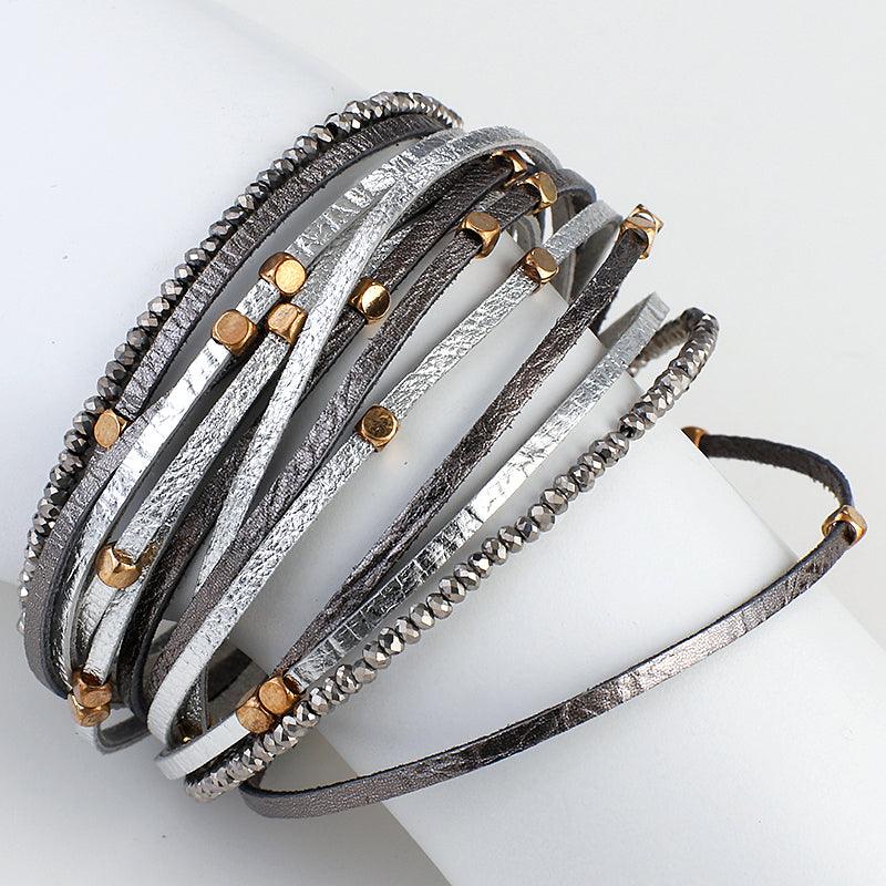 'Gindadala' Beads Cuff Bracelet - silver - Womens Bracelets - Allora Jade